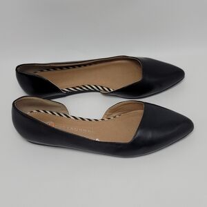Chinese Laundry Pointed Toe Side Cutout Black D'Orsay Flat Shoe Size 7